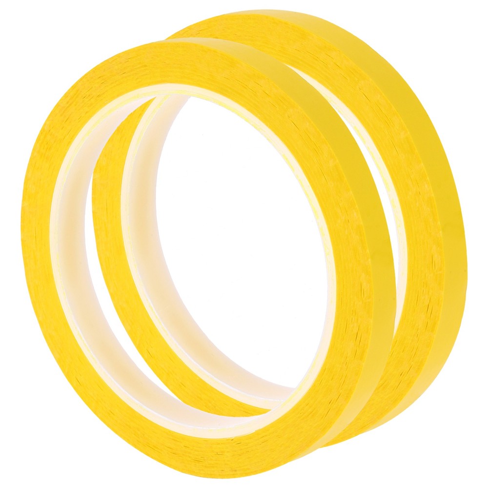 2 Rolls Dark Yellow 0.4 Inch x 55 Yards PET Film Whiteboard Tape 10mm x 50m