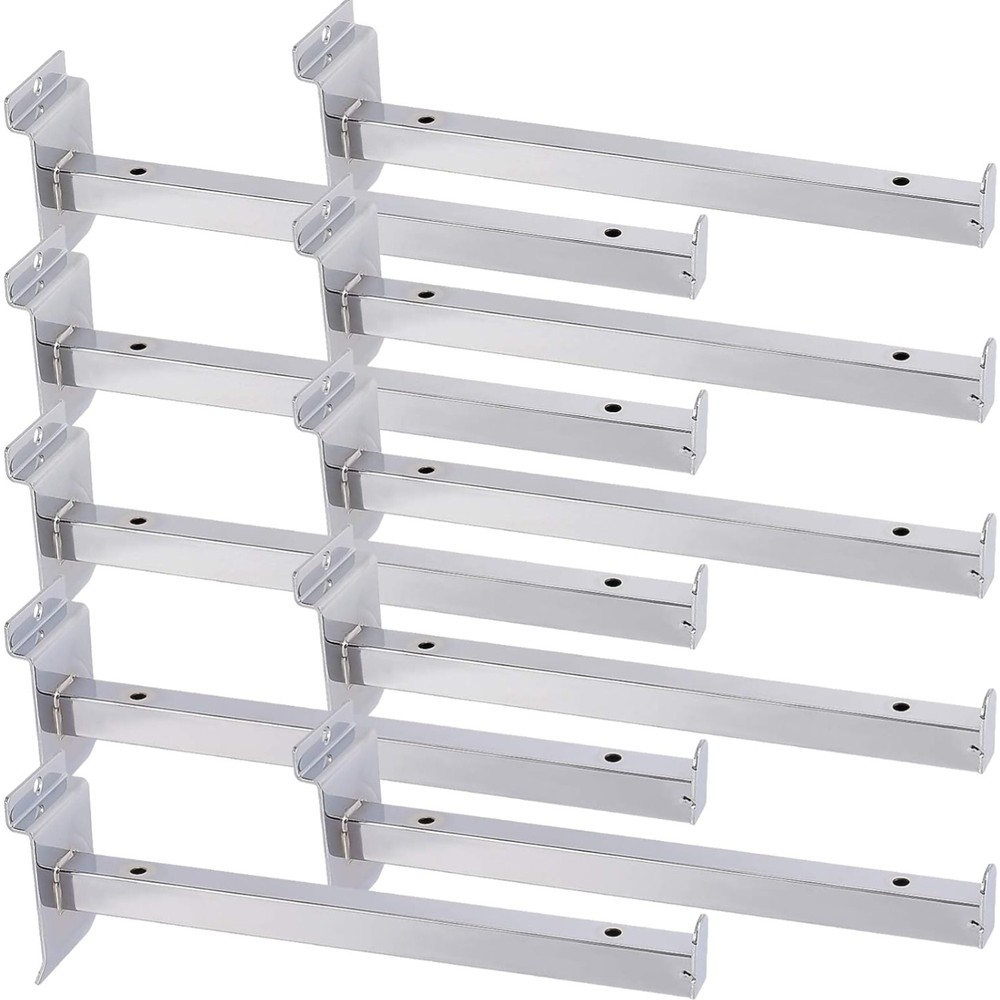 Zeonhak 10 Pc 10 Inch Silver Slatwall Shelf Brackets Heavy Duty Metal