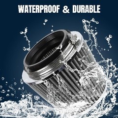 Universal Clamp-On Air Intake Filter, 76 89 102MM (3/3.5/4in) Hi Color: Silver
