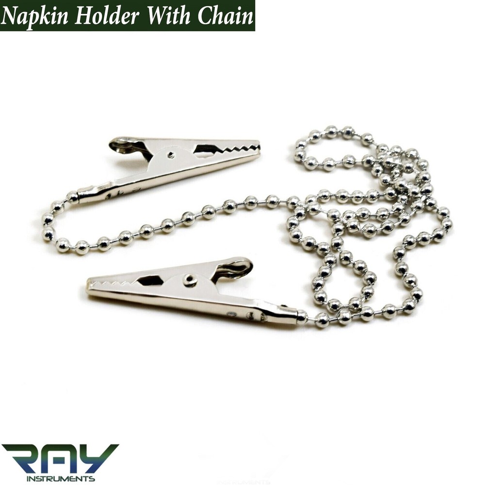 Dental Bib Clips Napkin Holder Crocodile Flexible Chain with Metal Ball