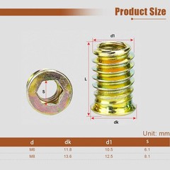 NEW 10/20pcs M4–M10 Zinc Threaded Insert Nuts Hex Socket for Wood Furniture