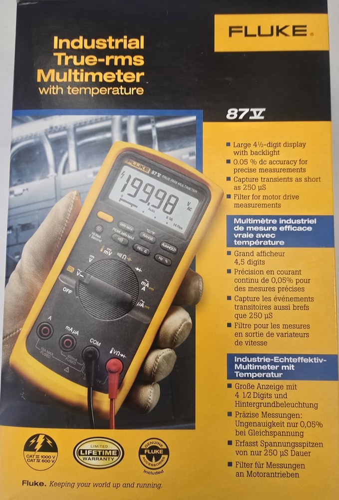 Fluke 87V, True RMS Multimeter With Leads