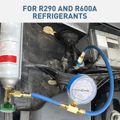 R290 R600A Refrigerant Charging Hose w/ Gauge & Can Tap 600 PSI AC Recharge kit