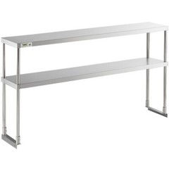 12″W x 60″D x 32″H Stainless Steel Double Deck Overshelf For Work Prep Tables