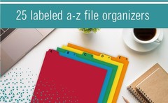 Alphabetical File Organizer, 25 Alphabet Dividers with Tabs for File Cabinet and