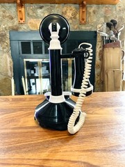 Repurposed Candlestick Western Electric Clock Classic Black Telephone Clock