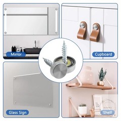 24 Pcs Stainless Steel Screw Cover Cap, 0.63″/16mm Diameter Mirror Screw Cap