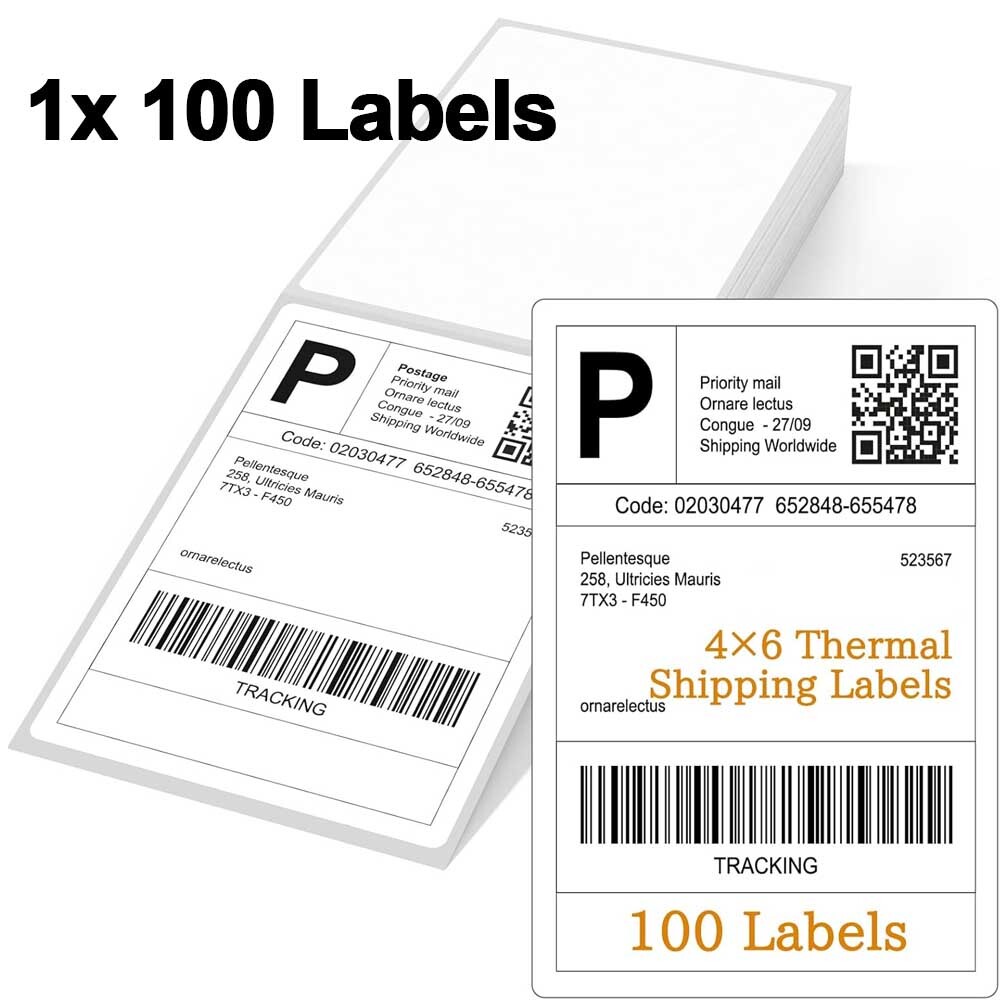 4×6 Fanfold Direct Thermal Shipping Labels for Zebra Rollo 100-4000 Labels