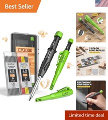 Carpenter Pencil with Sharpener, CP3000 Carpenter Mechanical Pencils with 19 …