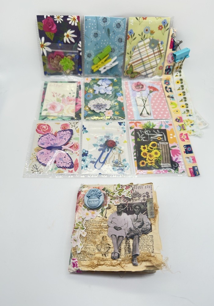 Junk Journal Small 4×4 With Coffee Dyed Paper Plus Pocket Letter All Handmade