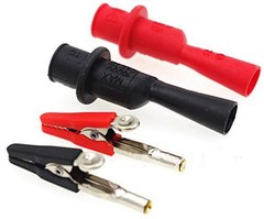 AC15 Insulated Test Probe Push On Alligator Clips Crocodile Clamps Red,Black