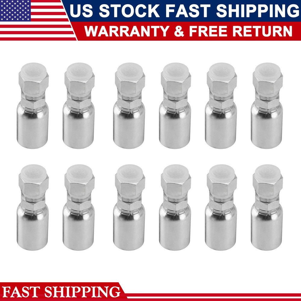 12pcs 3/8″ Hose x 3/8″ JIC 37° Female Hydraulic Hose End Swivel Crimp Fittings