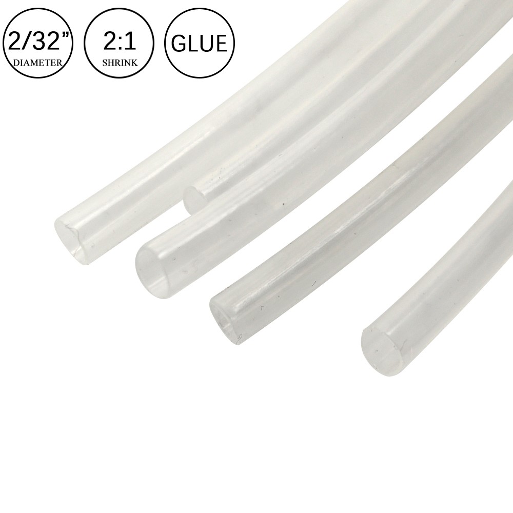 2:1 Heat Shrink Tubing Clear Dual Wall Waterproof Glue Wires Wrap (SMALL SIZES)