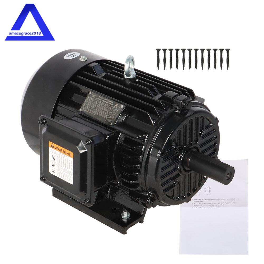 Electric Motor 5 HP 3 Phase 1800 RPM 184T Frame TEFC 230/460 Volt Severe Duty US