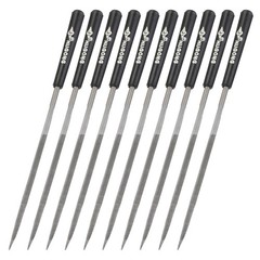 10Pcs Second Cut Steel Triangular Needle File Plastic Handle 3mm x 140mm