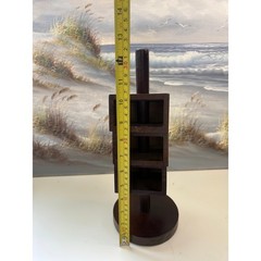 Vintage Modern Rotating Wood Desk Organizer 3 Tier Swivel Pen Holder Espresso