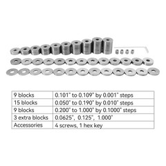 HFS(R) Spacer Block Set Bearing Steel 36pc ±0.0001″, 3/4″ Diameter,1/4-28 Thread