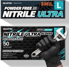 Nitrile Disposable Gloves 8 Mil – Heavy Duty Chemical Resistant Black 50 Pcs