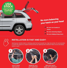 16.87 Inch Liftgate Trunk Struts Lift Supports Compatible Honda Fit 2015-2020