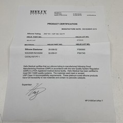 50ft HelixMark Platinum Cured HM-6540 Silicone Tubing 0.62″ ID, .125″ OD EXPIRED