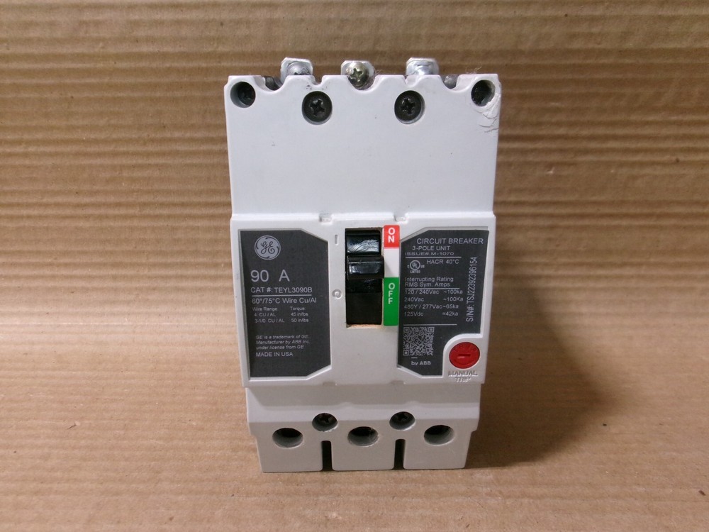 NEW GE TEY TEYL TEYL3090B 3 Pole 90 Amp 480v Circuit Breaker Bolt On TEYL3090