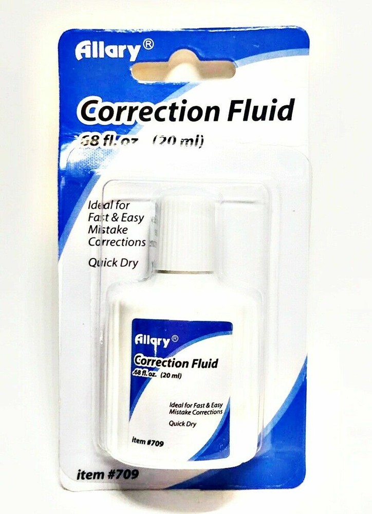 Allary Quick Dry Correction Fluid 20ml White Out Office School #709
