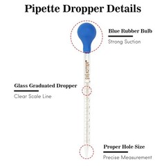 3Pcs 10ml Graduated Liquid Dropper Glass with Rubber Bulb and Cleaning Brush