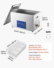 VEVOR Ultrasonic Cleaner 30L-Class Ultrasonic Parts Cleaner 40kHz for Glasses