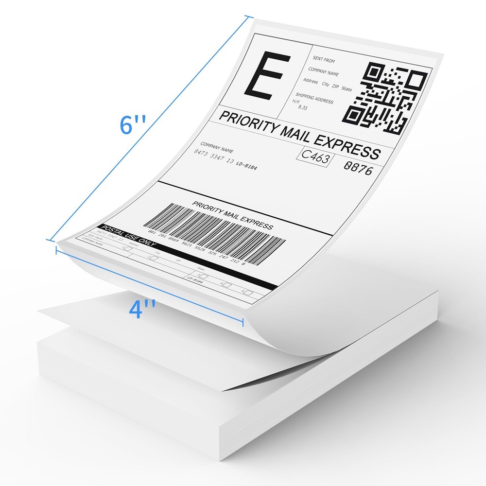 RONGTA 4×6 Thermal Labels, Fanfold Shipping 1 stack | 100 labels, White