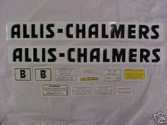 Decal set for Allis Chalmers B TRACTOR