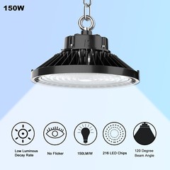 8Pack ETL UFO LED High Bay Light 150W 5000K Dimmable IP65 for Warehouse Gym Shop