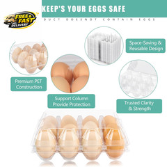 100 Packs Egg Cartons Cheap Bulk，Plastic for 12 Eggs, Clear Egg Cartons 3 * 4 ，