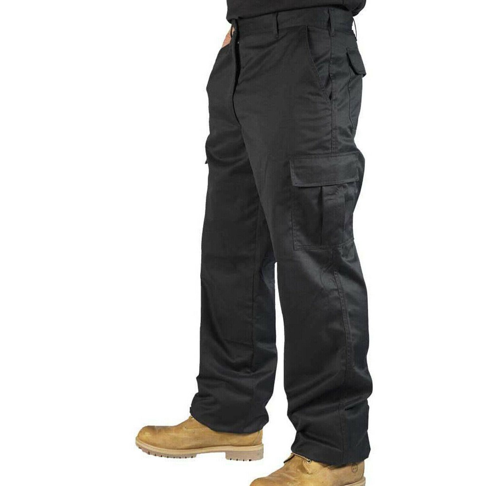 Mens Cargo Combat Work Trousers Size 30 to 48 Black Navy – Machine Washable UK