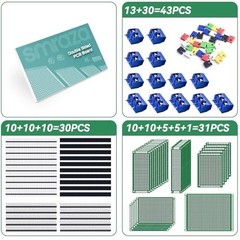 104pcs Double Sided PCB Board Kit for DIY Soldering & Electronics Projects, 30PC