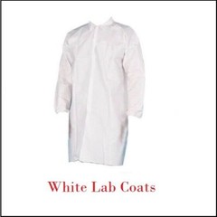 Disposable Lab Coats, White, PP & MP, Elastic Wrists, No Pocket Size: S – 4XL
