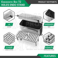 Endodontic Box 100 x 44 x 54mm 72 Holes Endo Stand Surgical Dental Instruments