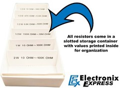 340 Piece Resistor Kit – Includes Assortment of ½ Watt, 1W, and 2W Resistors