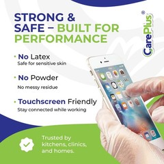 CARE PLUS Vinyl Gloves Clear Medium Size 200 Count | Heavy Duty, NonSterile, …
