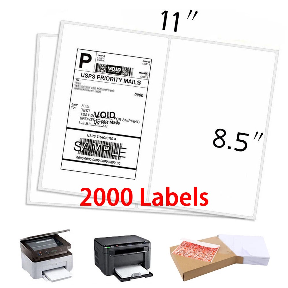 US 2000 Shipping Labels 8.5 x 5.5 Rounded Corner Self Adhesive 2 Per Sheet Blank