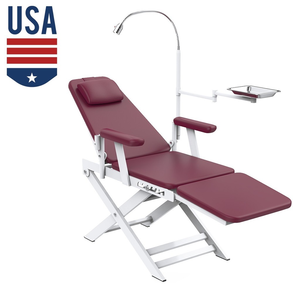 Dental Portable Folding Chair Foldable Mobile Chair with Tray & LED Light