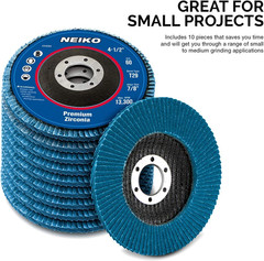 11143A 10 Pack Zirconia Flap Discs 4-1/2 for Angle Grinder, 60 Grit Flapper Whee