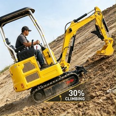 1.8TON Mini Excavator Kubota Engine Side Swing & Extendable Tracks 7 Attachments