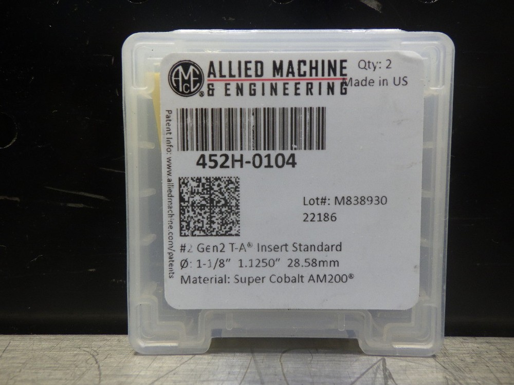 AMEC #2 T-A 1-1/8″ GEN2 Cobalt Drill Inserts QTY2 452H-0104 (LOC280)