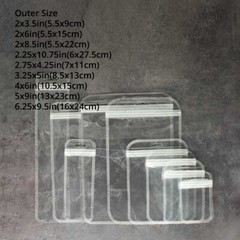 Multi-Size Clear/Clear/Clear Glossy Flat Mylar Zip Lock Pouch Bag w/ Hang Hole