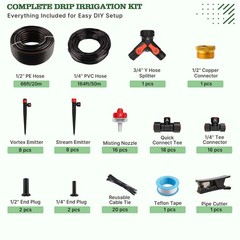 A ANLEOLIFE 230FT Drip Irrigation System Kit, Complete Garden Watering with 1/2