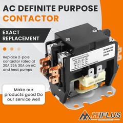 2 Pole 40 Amp Definite Purpose Contactor 220V Coil for AC HVAC Heat Pump