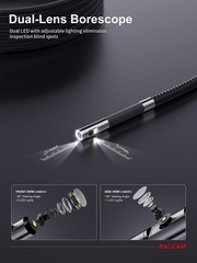 Borescope 5FT Semi Rigid 0.25in Lens 360 Articulating HD Ralcam Dual 4-Way Light