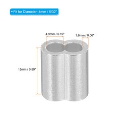 50 Pcs 5/32″ 4mm Aluminum Crimping Loop Sleeve Double Ferrule Silver