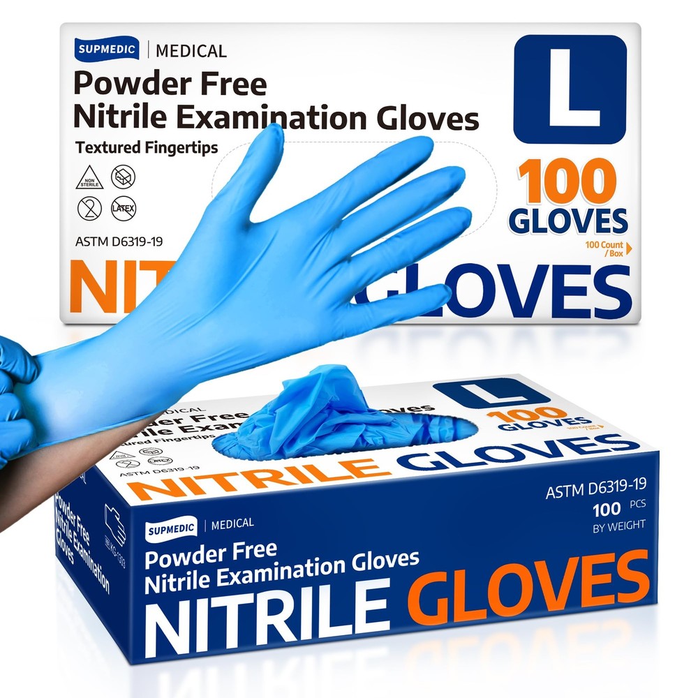 Supmedic Medical Nitrile Exam Gloves Latex-Free Powder-Free Food Safe Cooking