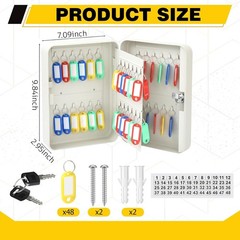 48-Keys Steel Key Lock Box – Wall Mount Key Cabinet with Colorful Secure Tags…